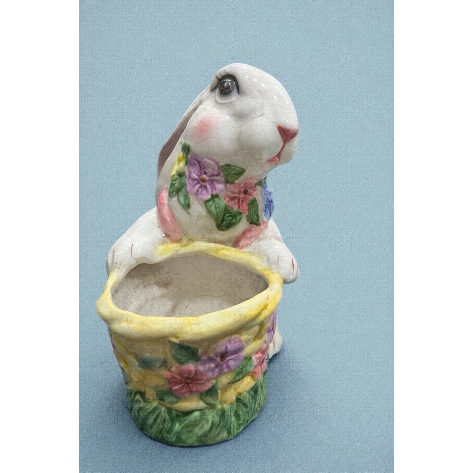 Vintage Ceramic Rabbit Planter | Mid-Century Easter Bunny Basket