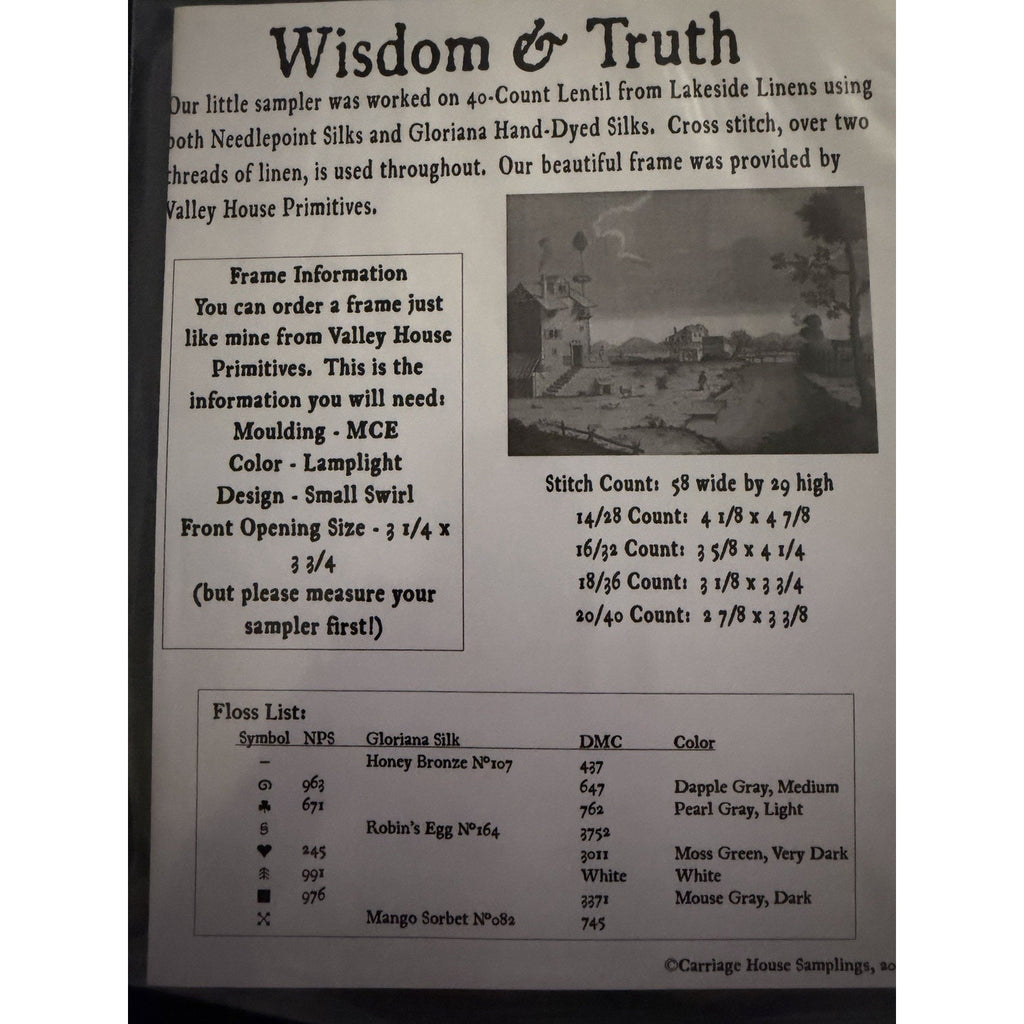 Carriage House Samplings Wisdom & Truth Cross Stitch Pattern Kathy Barrick