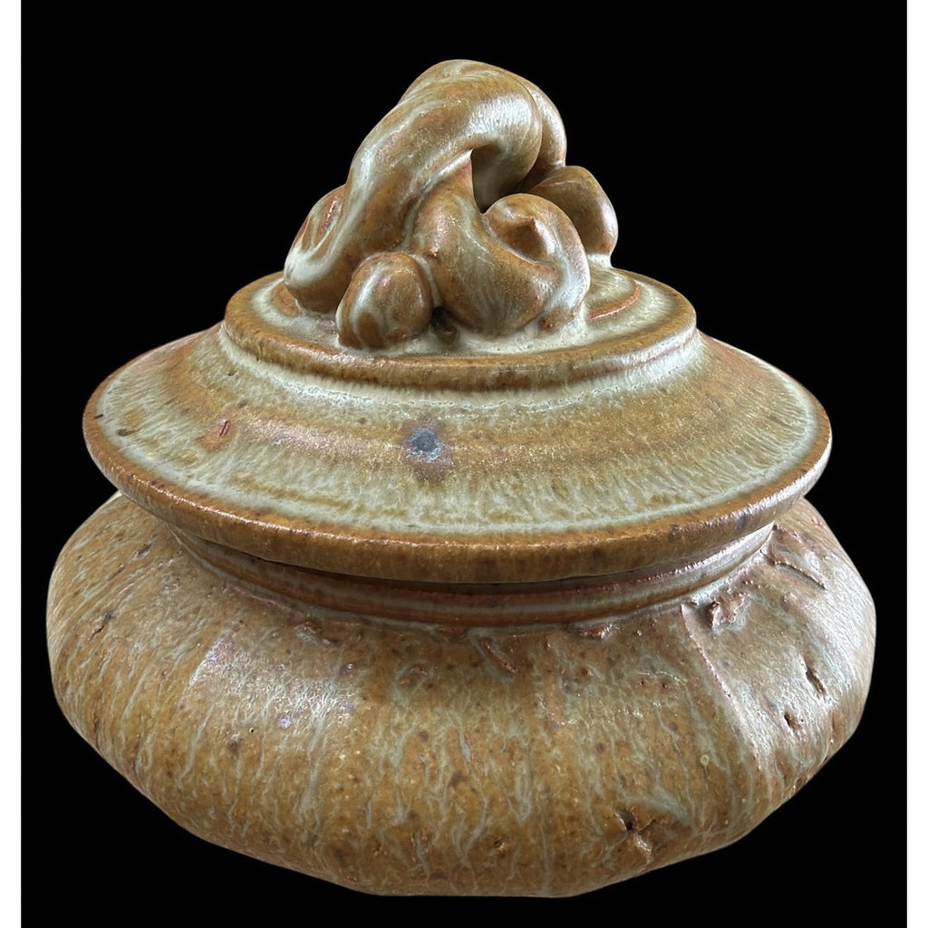 Vintage Studio Pottery Covered Vessel Sculptural Stoneware Cobalt Interior – additional view 3