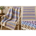 Handmade Chenille Crochet Baby Blanket Lavender Blue Cream 34 x 44 – main view