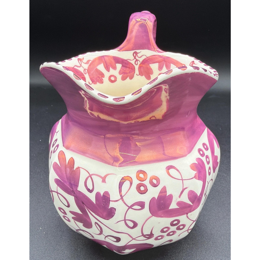 Vintage Wedgwood Pink Lustre Pitcher Vase Etruria England Floral Jug