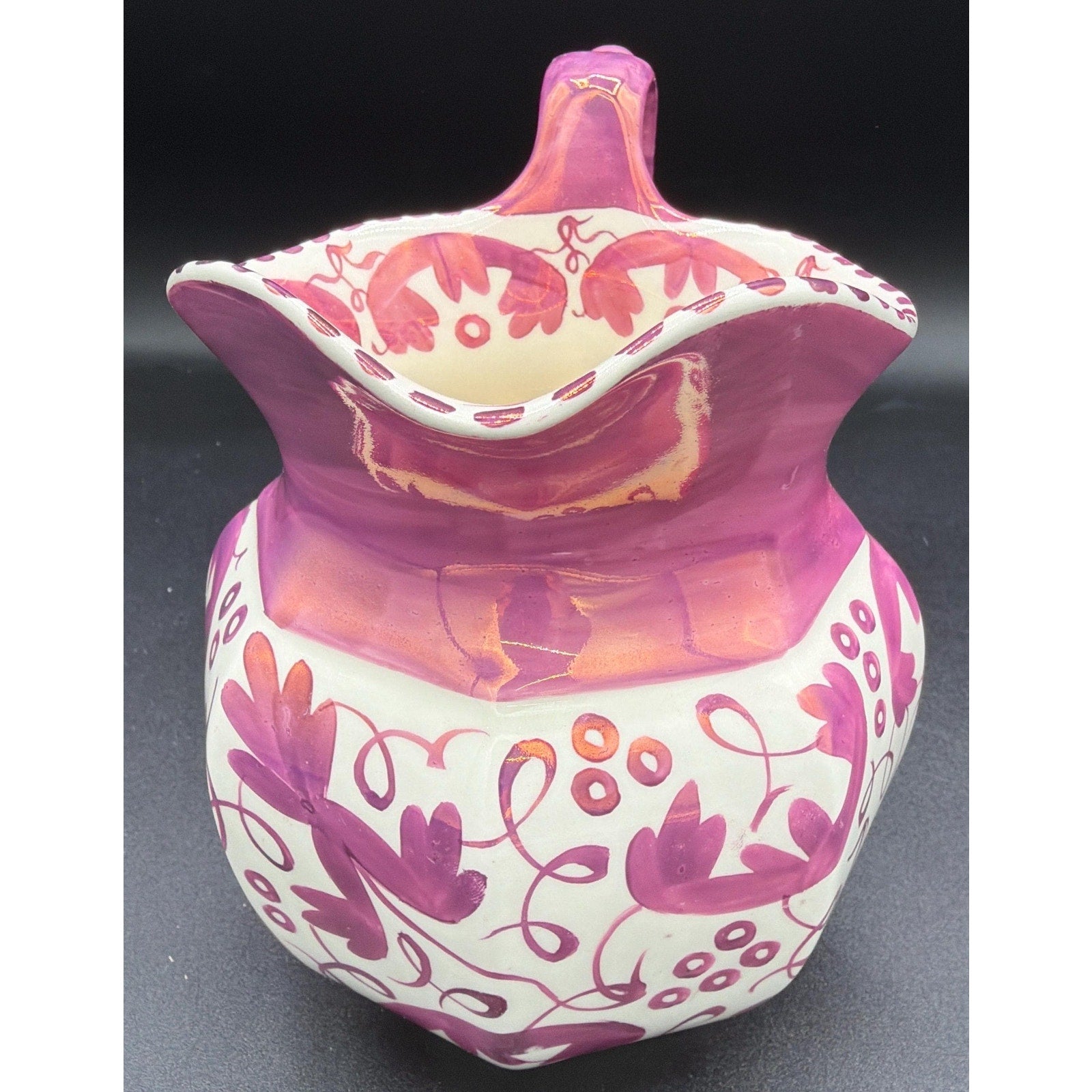 Vintage Wedgwood Pink Lustre Pitcher Vase Etruria England Floral Jug