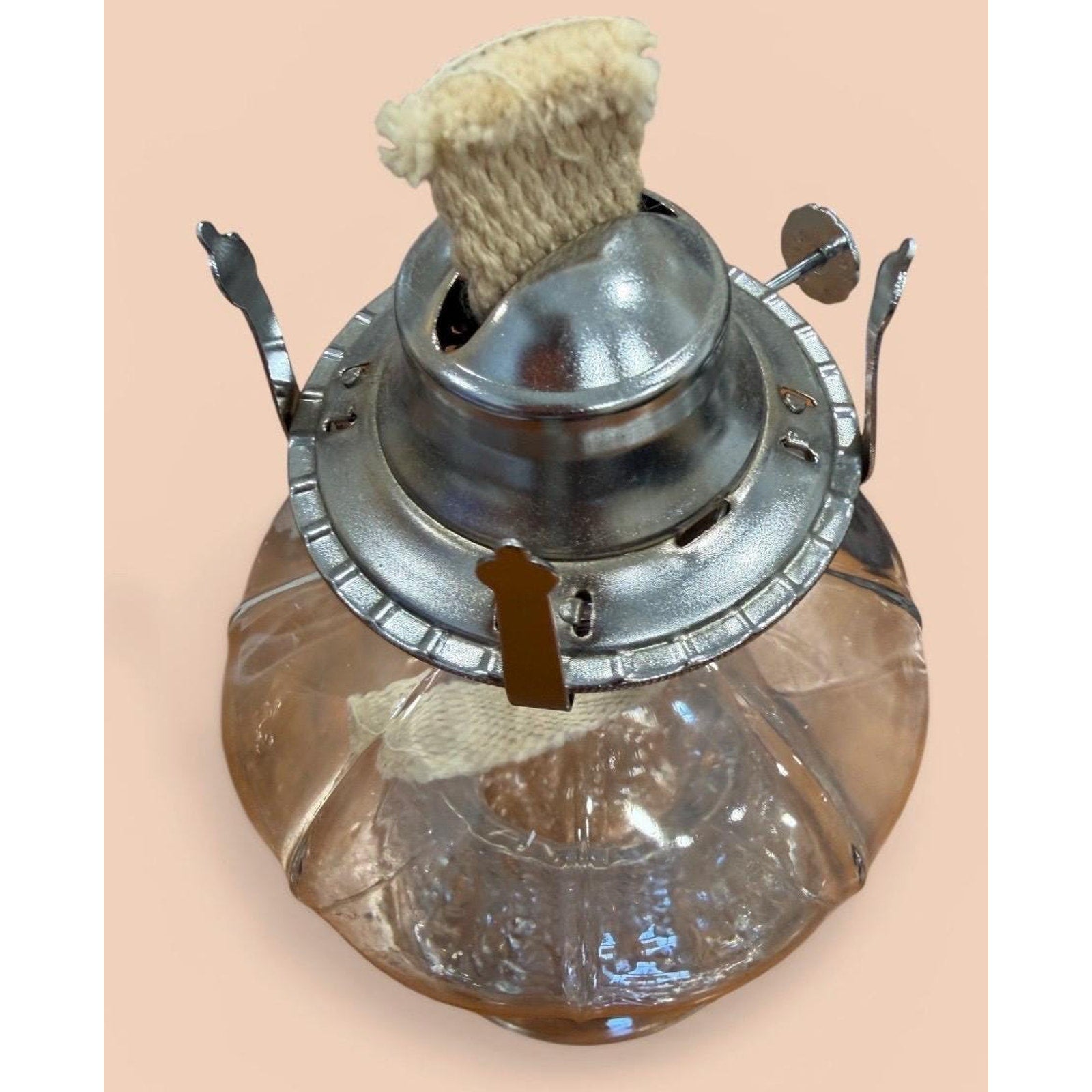 Vintage Glass Oil Lamp Frosted Chimney Farmhouse Cottage Decor Lighting