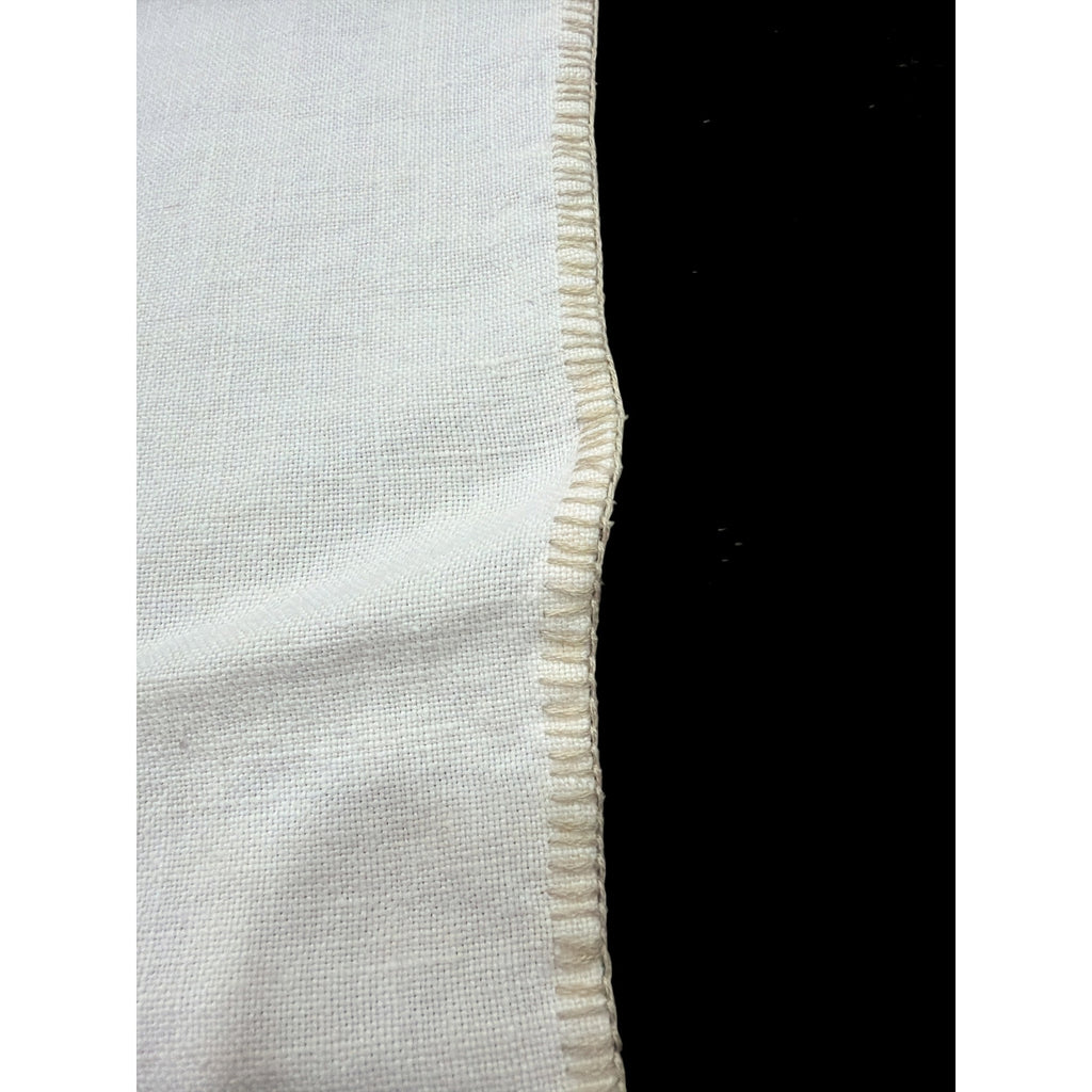 Vintage Hand Embroidered Linen Tablecloth Cross Stitch 54 x 72 Neutral – additional view 5
