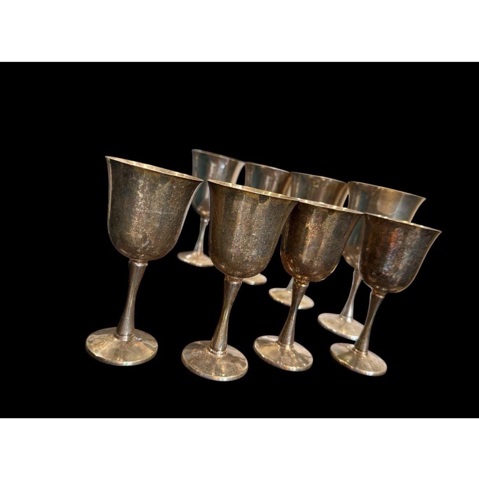 Vintage Silver Goblet Set Medieval Banquet Cups Wedding Chalices Salem