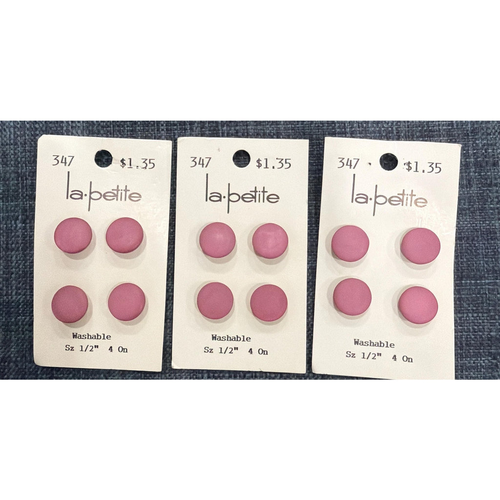 Vintage Pink Buttons Set La Petite Lansing Iowa Sewing Craft 1/2 Inch NOS