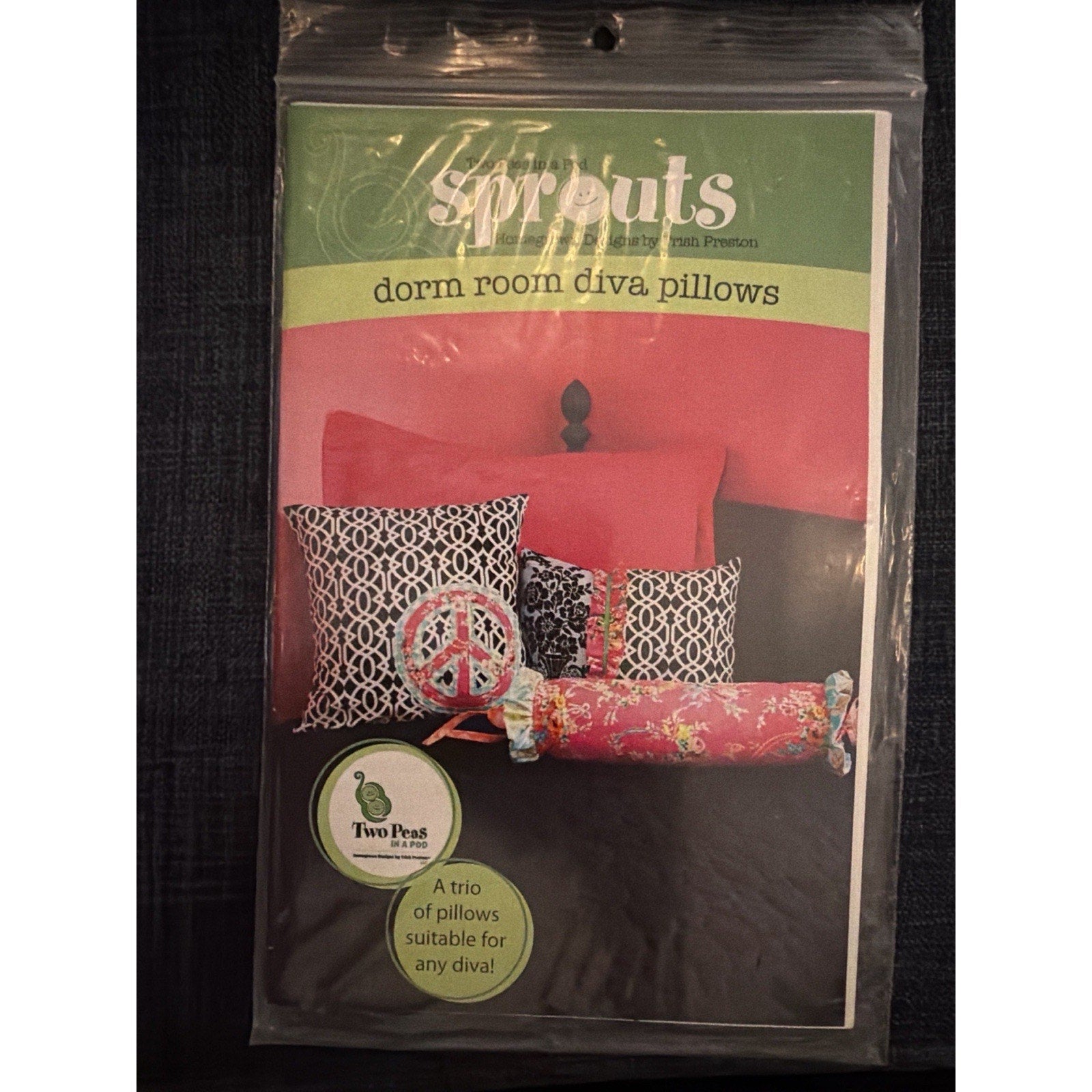 Sprouts Dorm Room Diva Pillows Pattern Two Peas Pod Sewing Pattern