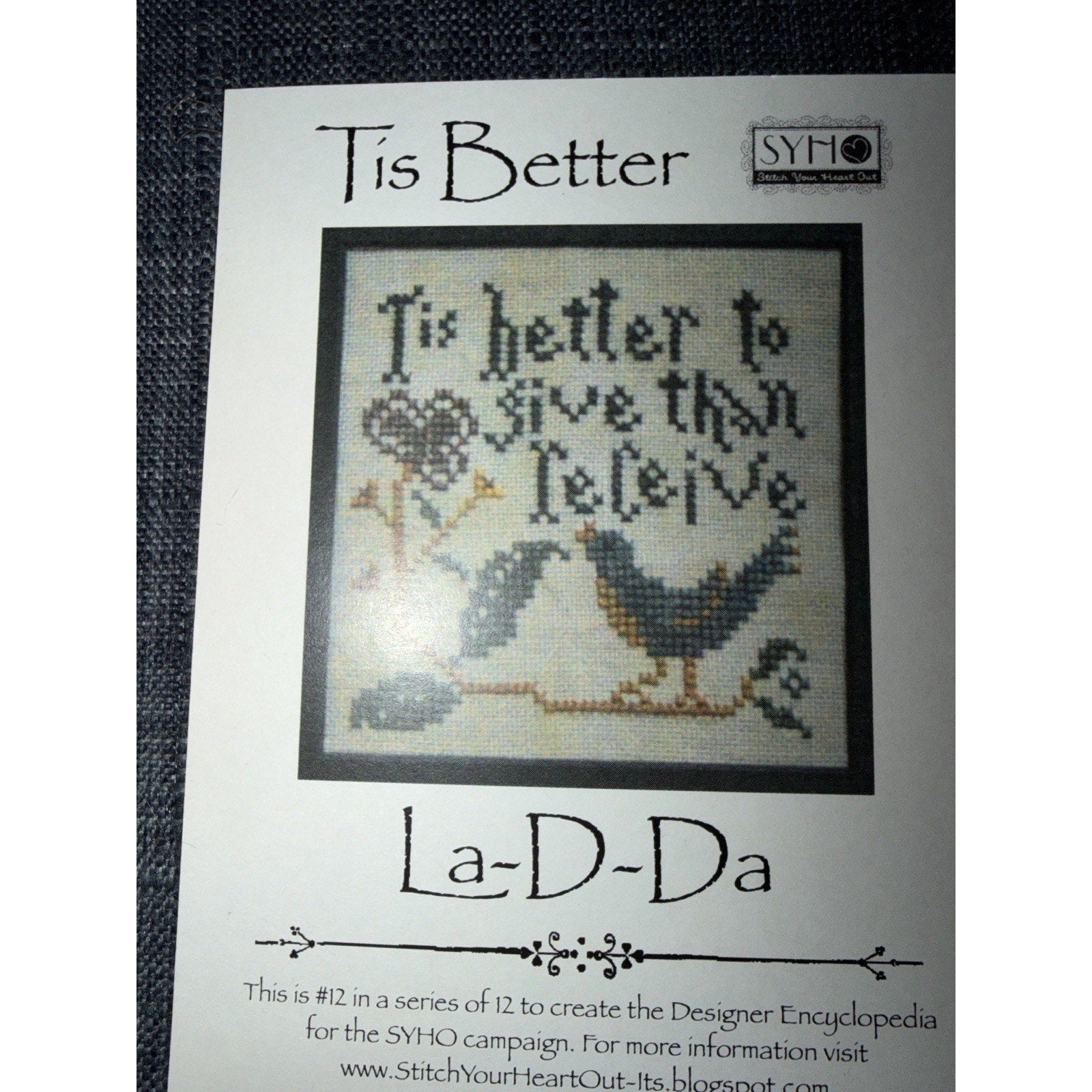 La D Da Tis Better Cross Stitch Pattern SYHO #12 Designer Encyclopedia