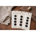 Vintage Black Leather-Look Buttons, Costumakers Japan, Size 24 (5/8 Inch) Lot of 12