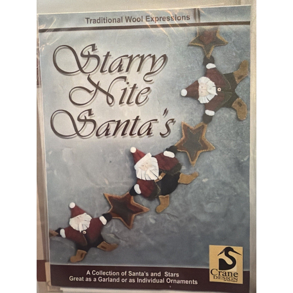Starry Nite Santa’s Wool Applique Pattern Traditional Wool Expressions NOS