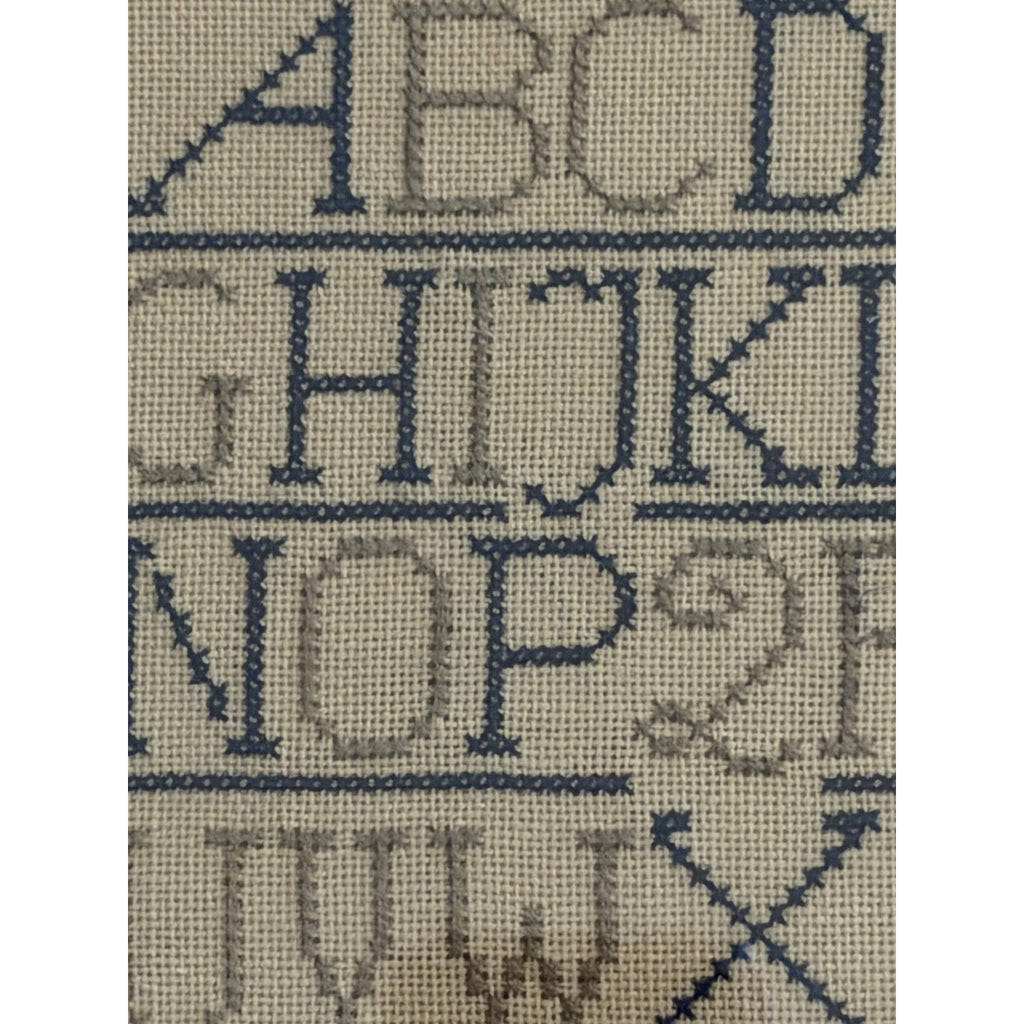 Vintage Cross Stitch Alphabet Sampler Framed Needlework Folk Art Hearts 8x10 – additional view 4