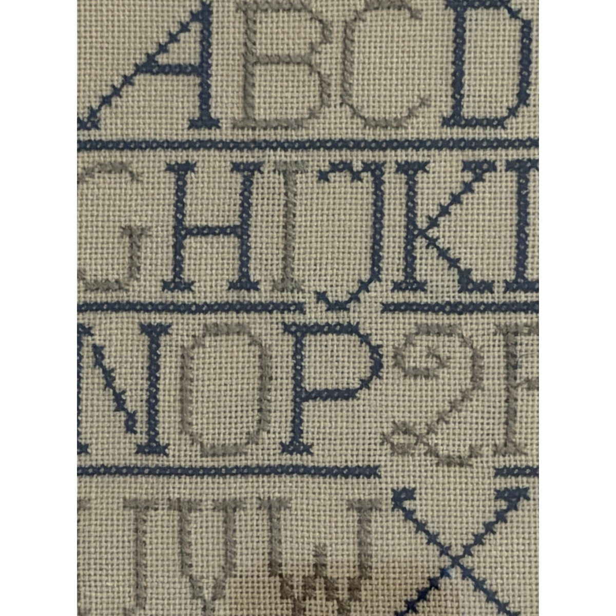 Vintage Cross Stitch Alphabet Sampler Framed Needlework Folk Art Hearts 8x10 – additional view 4