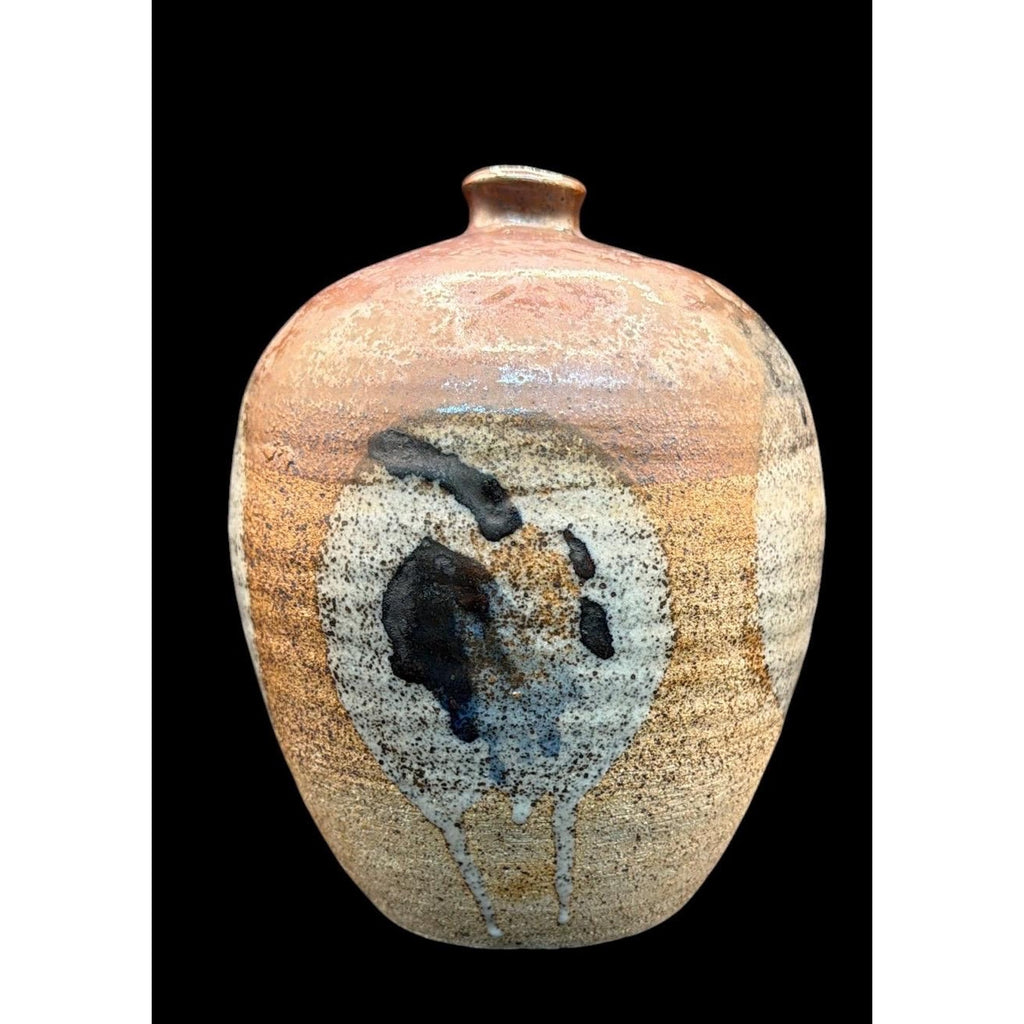 Don Tighe Studio Pottery Vase, Salt Glazed Stoneware Vessel, Seagrove NC Ceramic