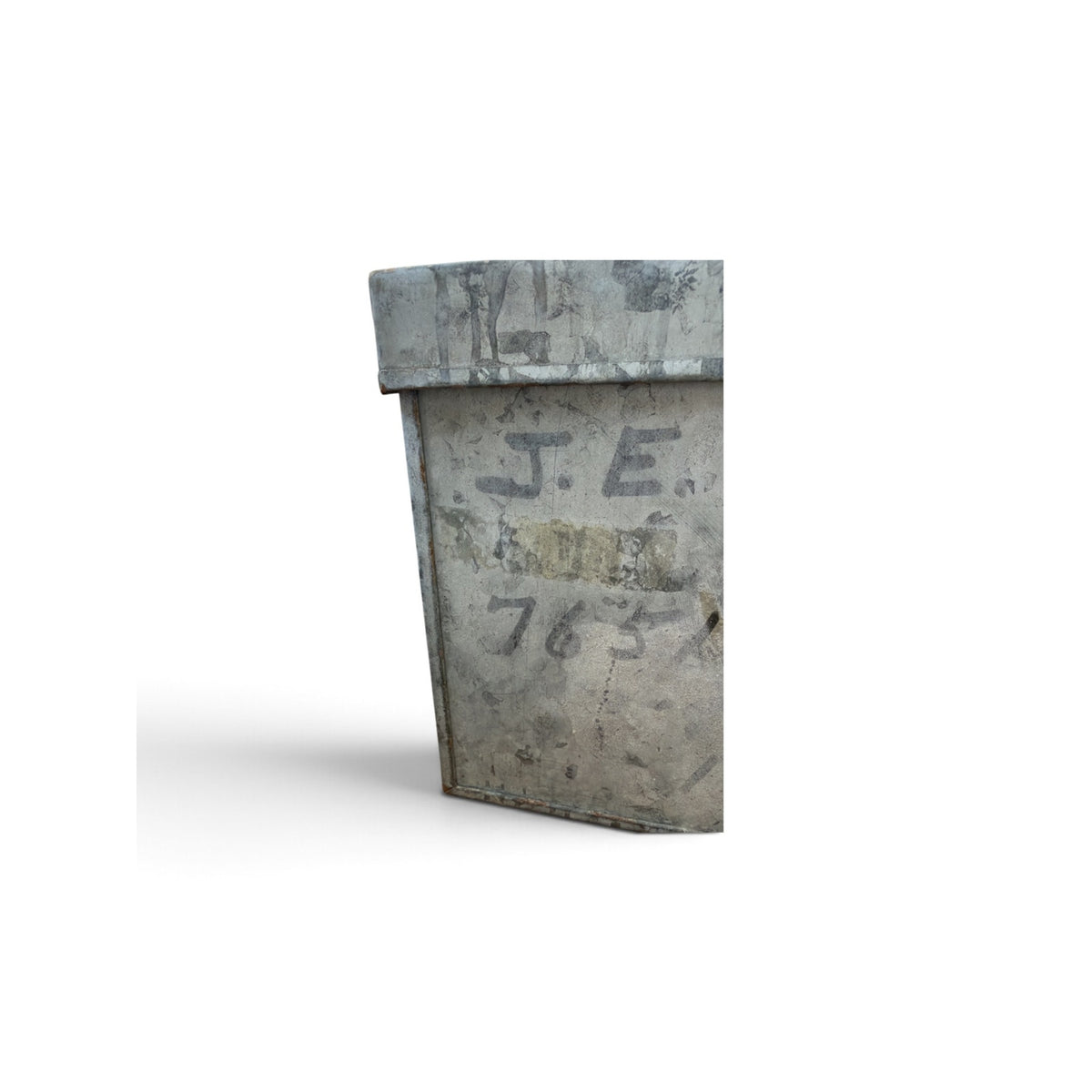 Vintage Industrial Galvanized Metal Factory Storage Box With Lid 20 Inch