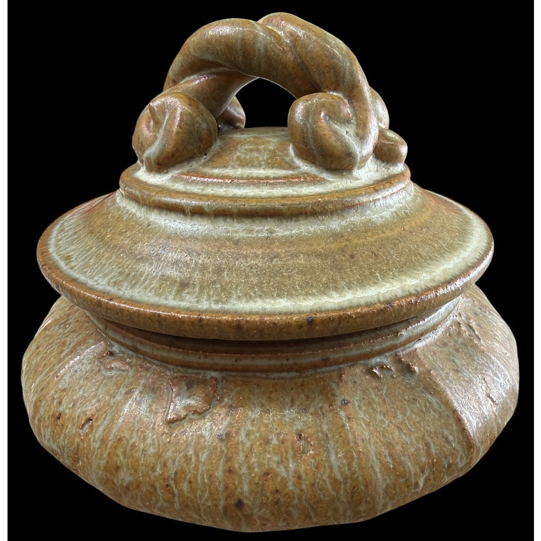 Vintage Studio Pottery Covered Vessel Sculptural Stoneware Cobalt Interior – additional view 4