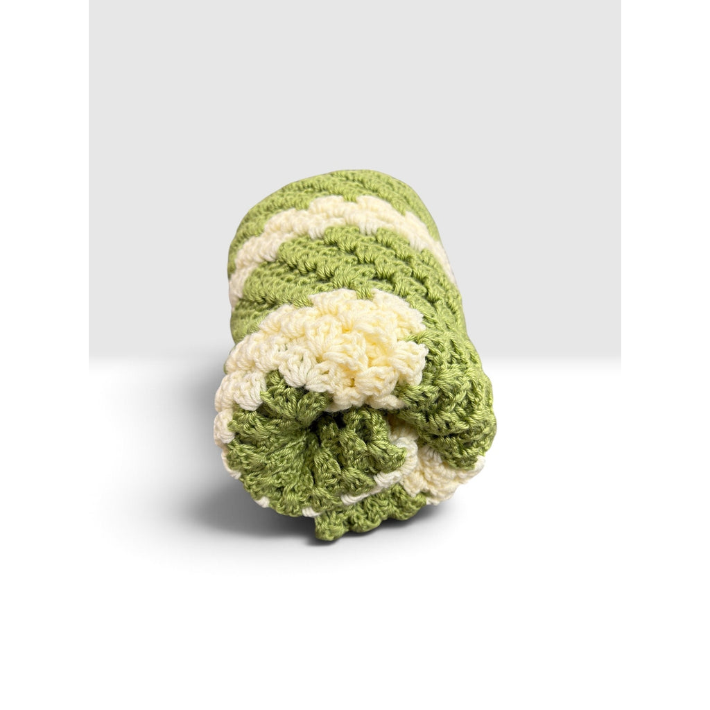 The Greenbrier Vintage Crochet Afghan Celery Green Cream Lap Blanket 48 x 48 – additional view 3