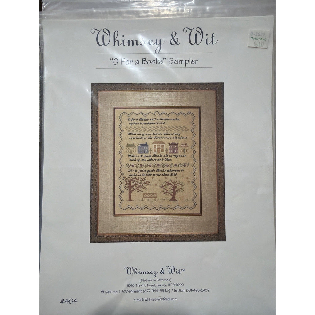 Whimsey & Wit O For a Book Sampler #404 Cross Stitch Pattern 2002