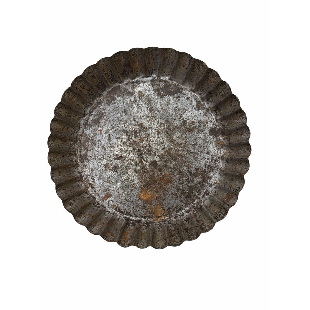 Vintage Fluted Tin Pie Pans Set of 6 Primitive Tart Molds 8.5 Inch