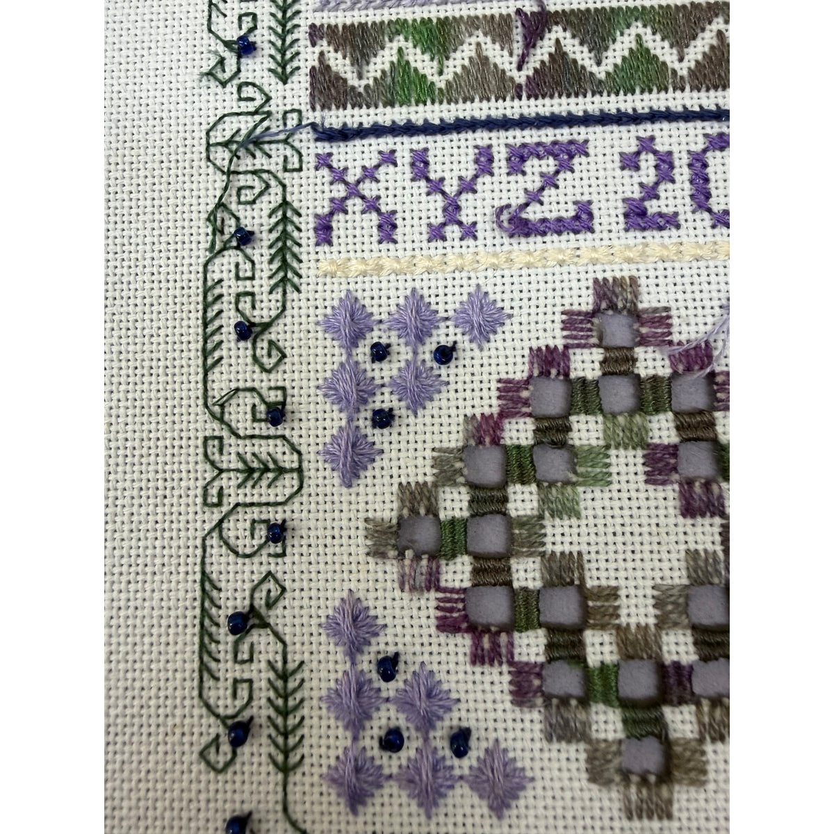 Indigo Rose Jasmine & Sapphires Framed Specialty Stitch Sampler Beaded – additional view 13
