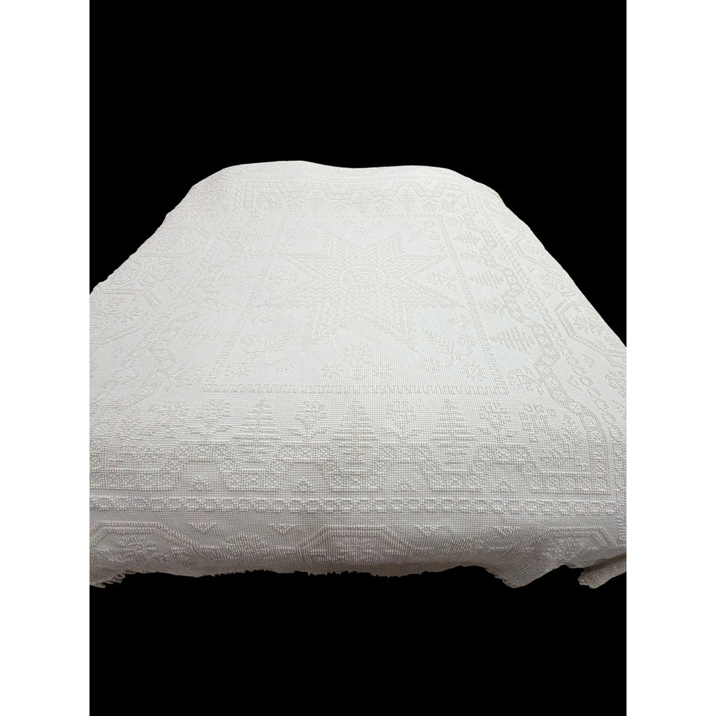 Vintage Candlewick Bedspread 100% Cotton Star Medallion Full Queen 88 x 104 – additional view 2