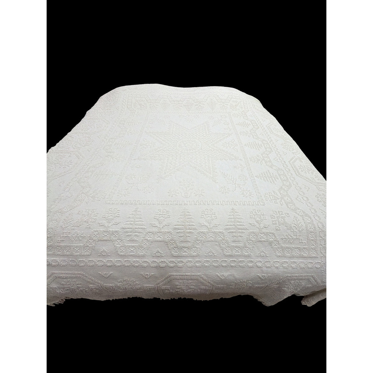 Vintage Candlewick Bedspread 100% Cotton Star Medallion Full Queen 88 x 104 – additional view 2