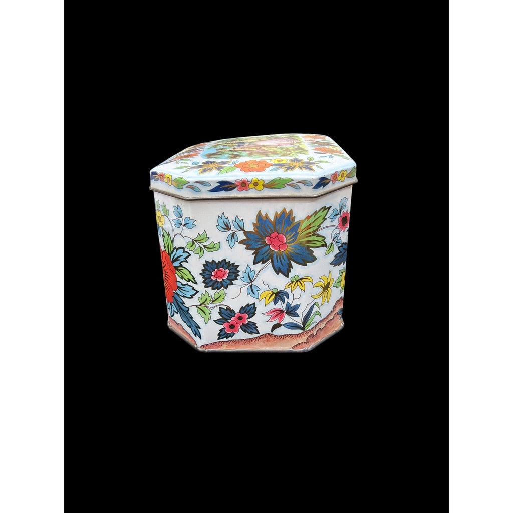 Vintage Daher Floral Tin Box England Courting Couple Butterfly Octagonal – additional view 5