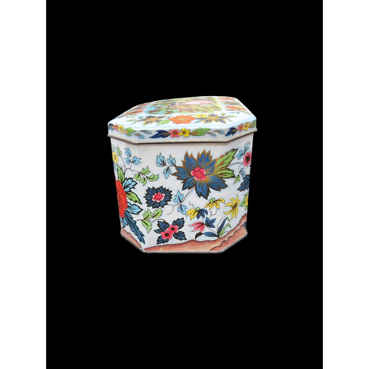 Vintage Daher Floral Tin Box England Courting Couple Butterfly Octagonal – additional view 5