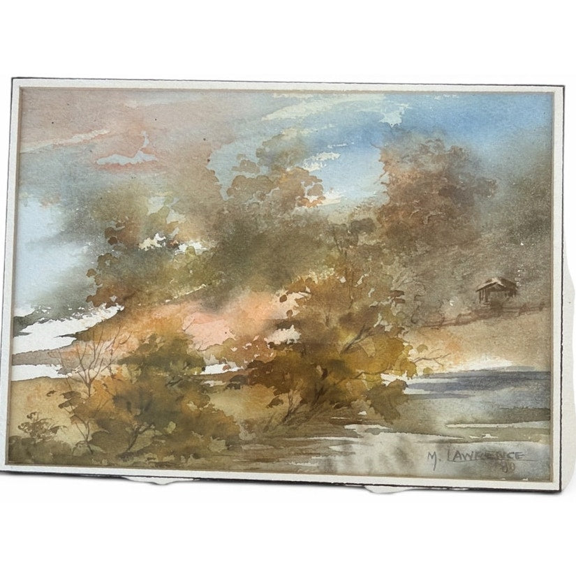 Original Signed Watercolor Landscape Painting Framed M. Lawrence 1980