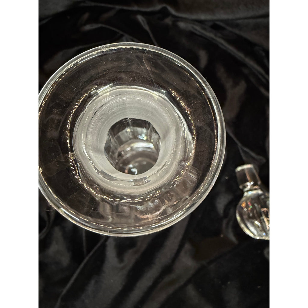 Vintage Heavy Crystal Decanter Optic Ribbed Glass Whiskey Barware 13”
