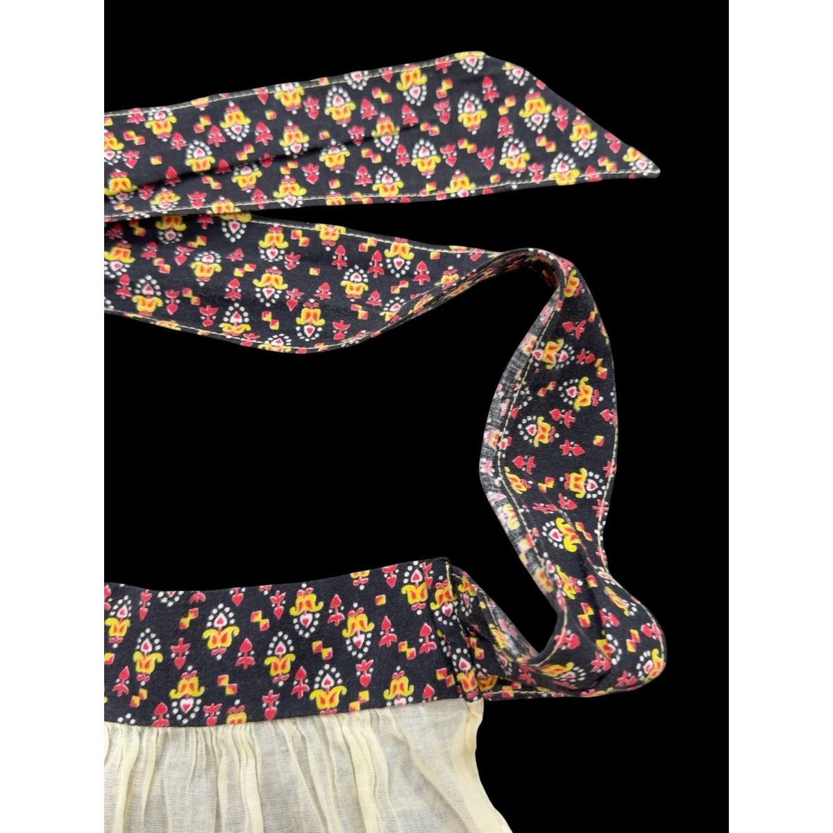 Vintage 1950s Organza Hostess Apron Sheer Floral Half Apron Long Ties – additional view 4