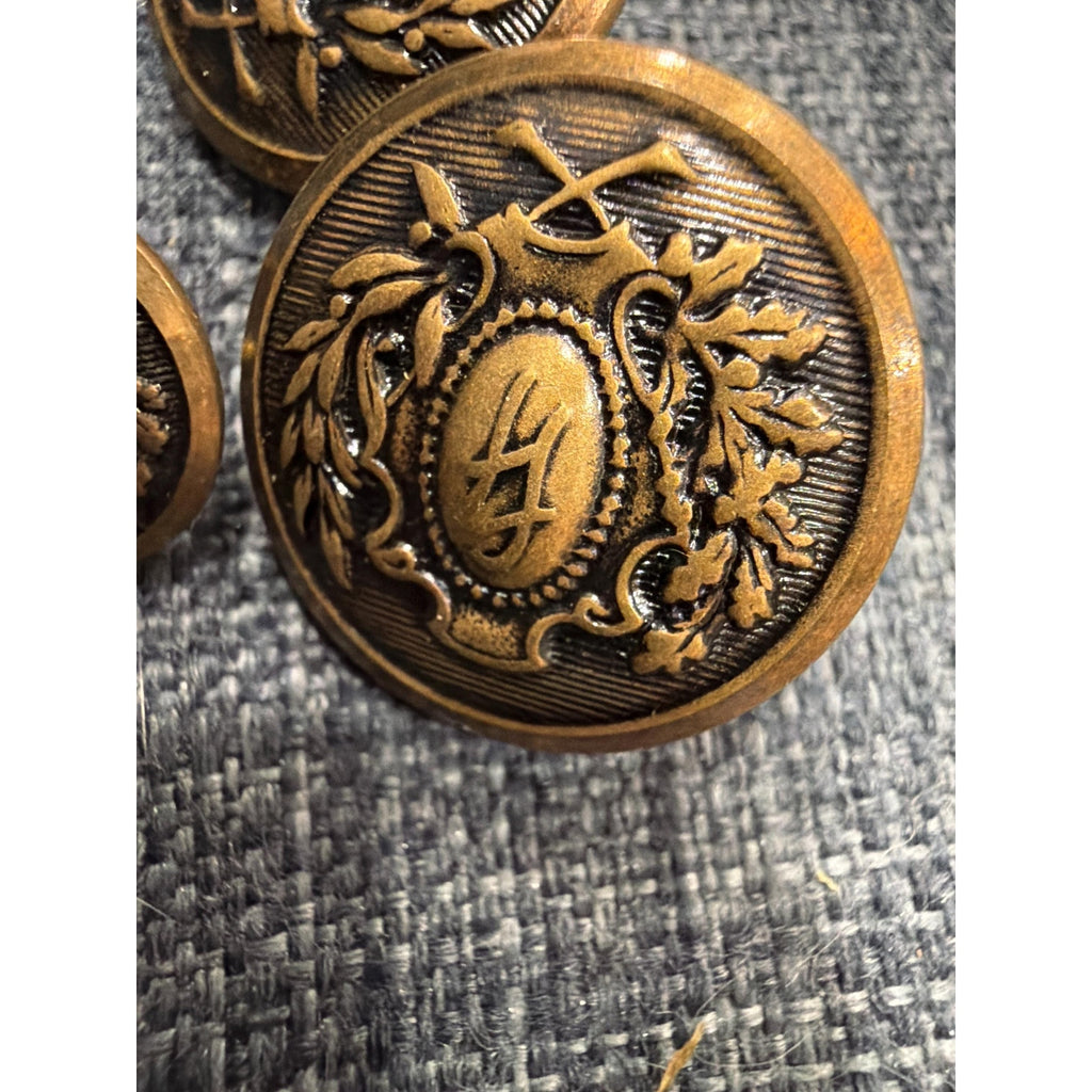 BL-023 Vintage Brass Victorian Style Monogram Buttons Set Coat Blazer