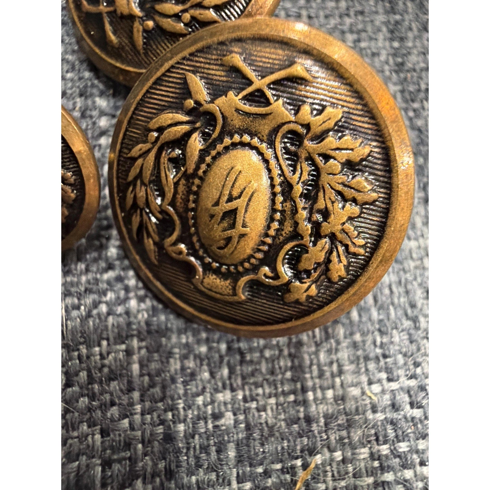 BL-023 Vintage Brass Victorian Style Monogram Buttons Set Coat Blazer