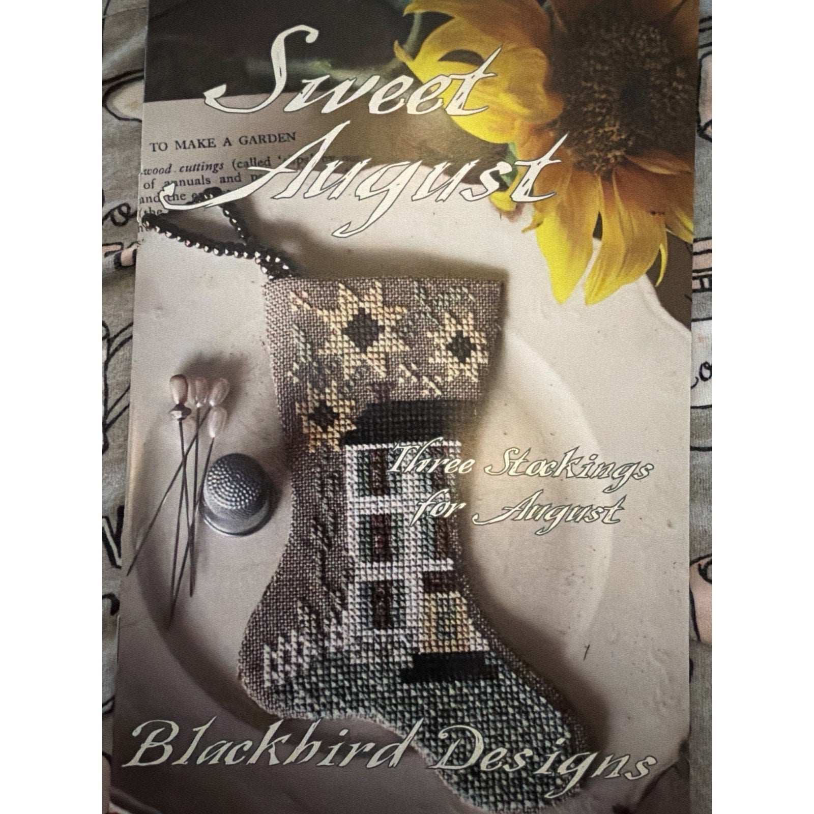 Blackbird Designs Sweet August Stockings Pattern OOP NOS