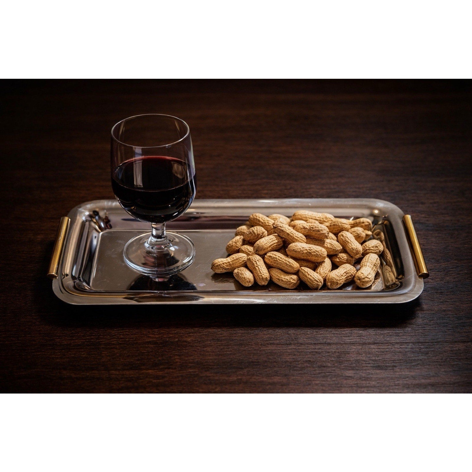 Vintage Lifestyle 18/10 Italy Stainless Steel Serving Tray Gold Handles