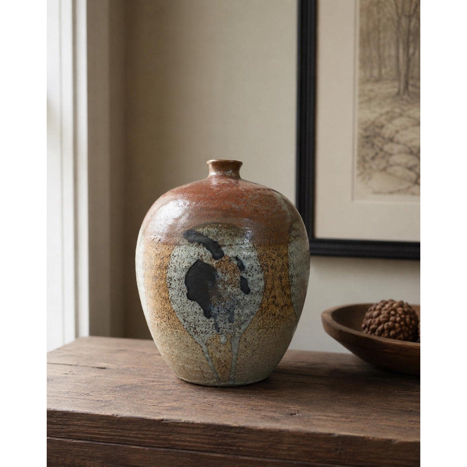Don Tighe Studio Pottery Vase, Salt Glazed Stoneware Vessel, Seagrove NC Ceramic