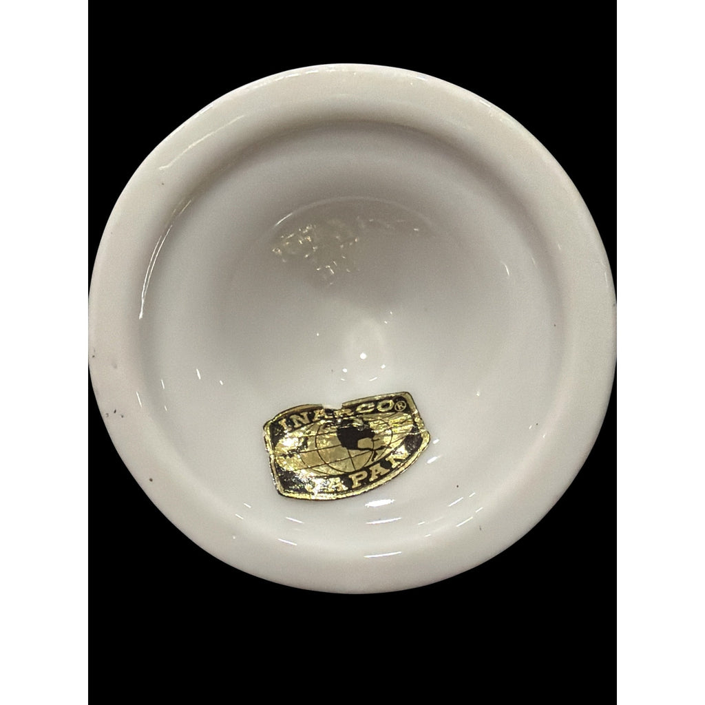 Vintage Inarco Japan Demitasse Cup Saucer Yellow Rose Chintz Gold 1960s