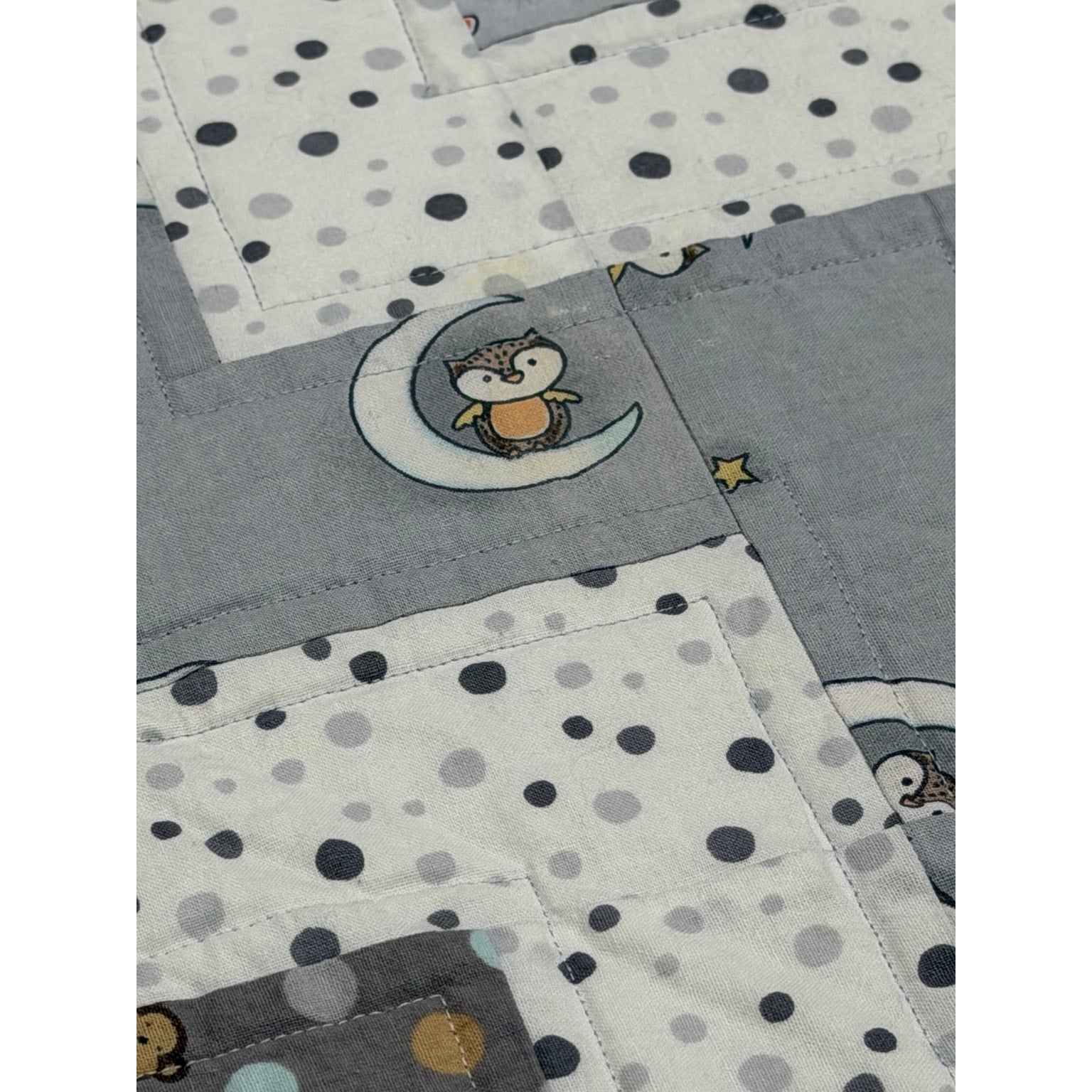 Handmade Baby Quilt 38x50 Llama Flannel Back Chevron Cotton Nursery Blanket