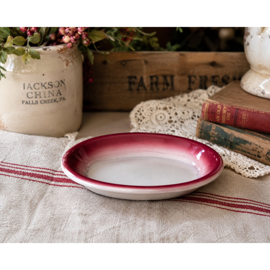 Vintage Jackson China Cranberry Ironstone Style Restaurant Ware Oval Dish