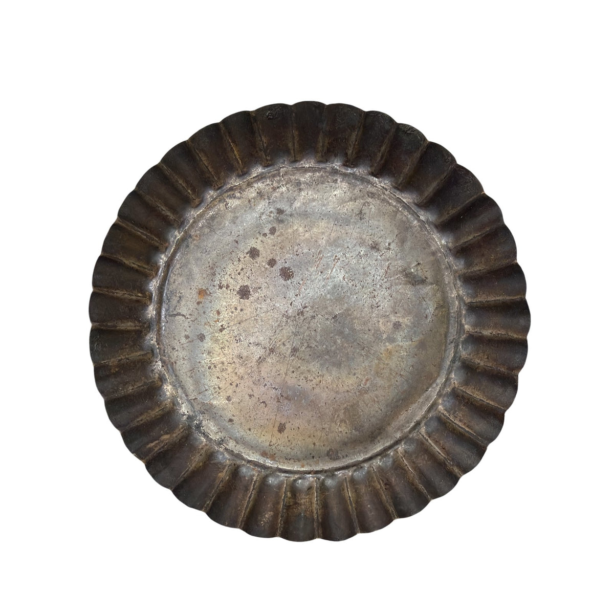 Vintage Fluted Tin Pie Pans Set of 6 Primitive Tart Molds 8.5 Inch