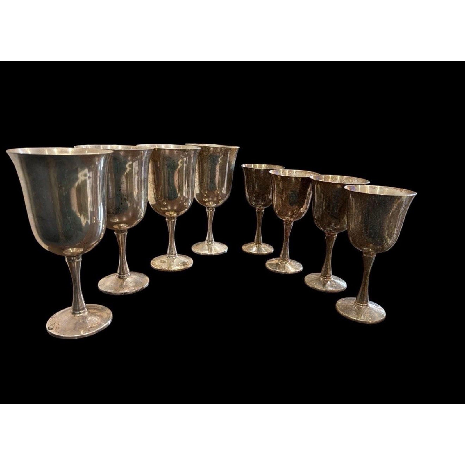 Vintage Silver Goblet Set Medieval Banquet Cups Wedding Chalices Salem