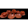 Hazel Atlas Moderntone Platonite Rust Orange Glass 12 Piece Set – main view