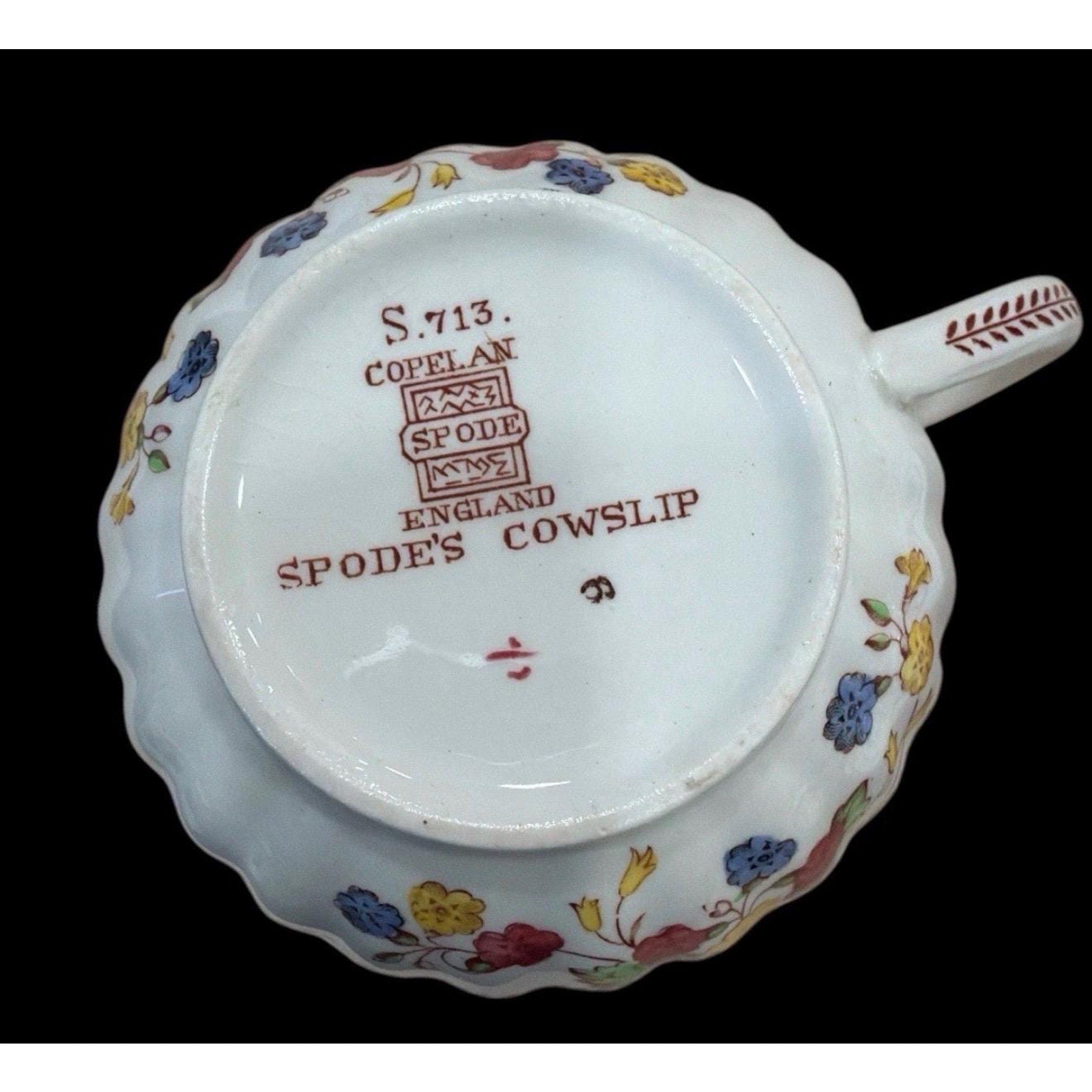 Spode Copeland Cowslip S713 Teacups & Saucers Pair England Bone China Floral Vintage