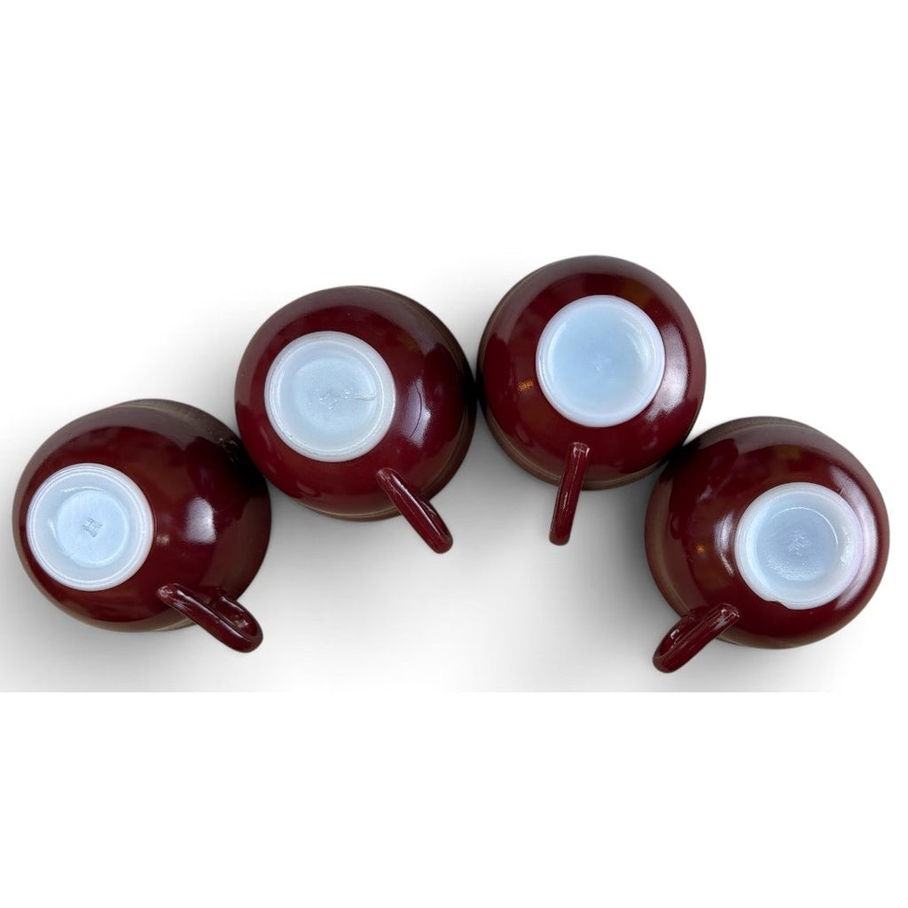 Vintage Hazel Atlas Crimson Red Glass Coffee Cups Set of 4 Mid Century – additional view 4