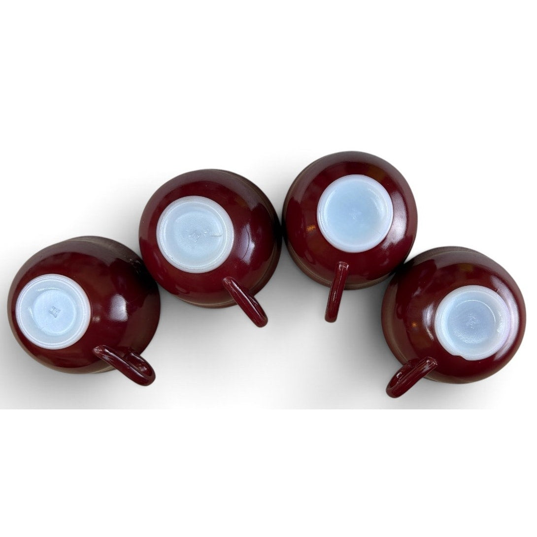 Vintage Hazel Atlas Crimson Red Glass Coffee Cups Set of 4 Mid Century – additional view 4