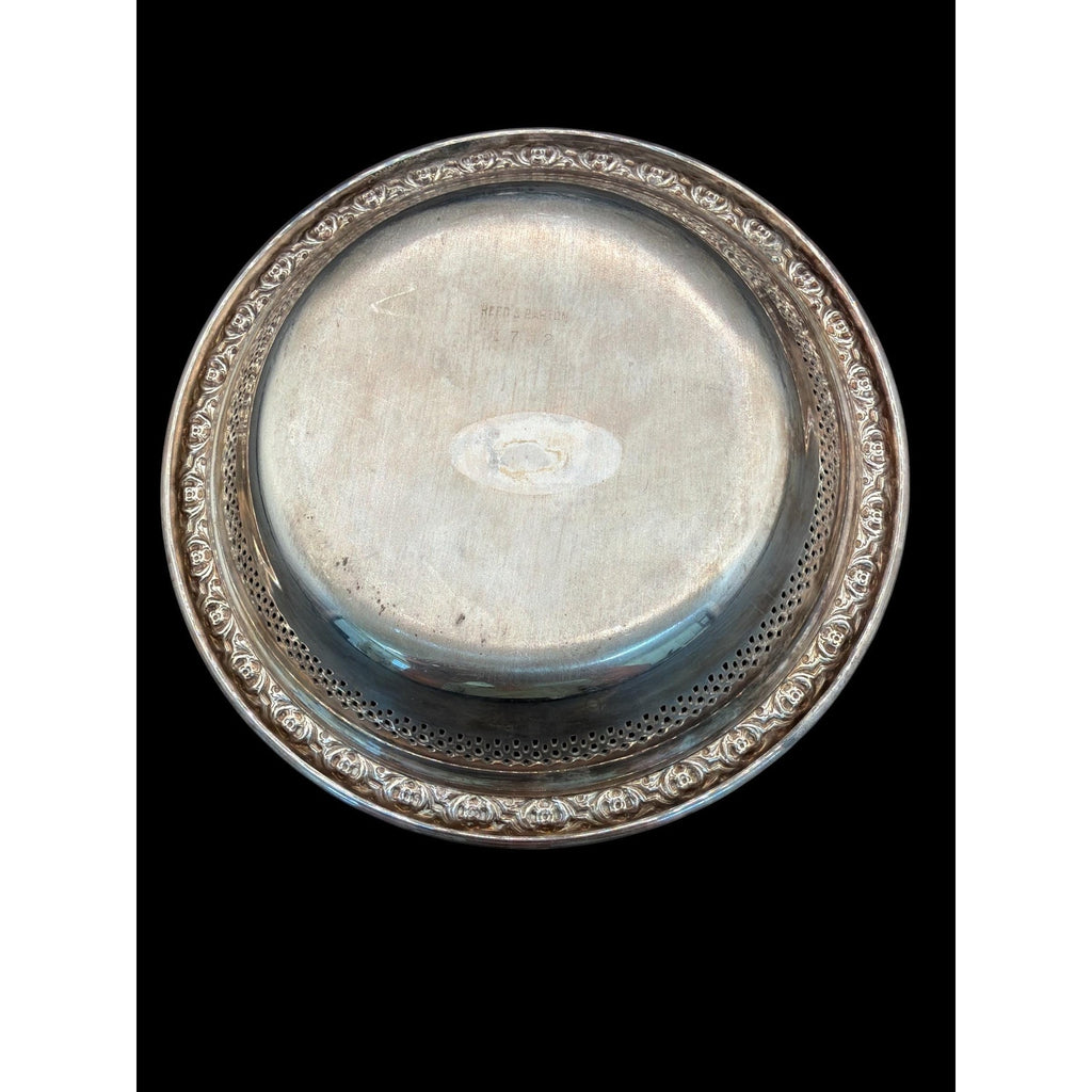 Vintage Reed & Barton Silver Plated Vanity Dish, Pierced Gallery Jewelry Holder