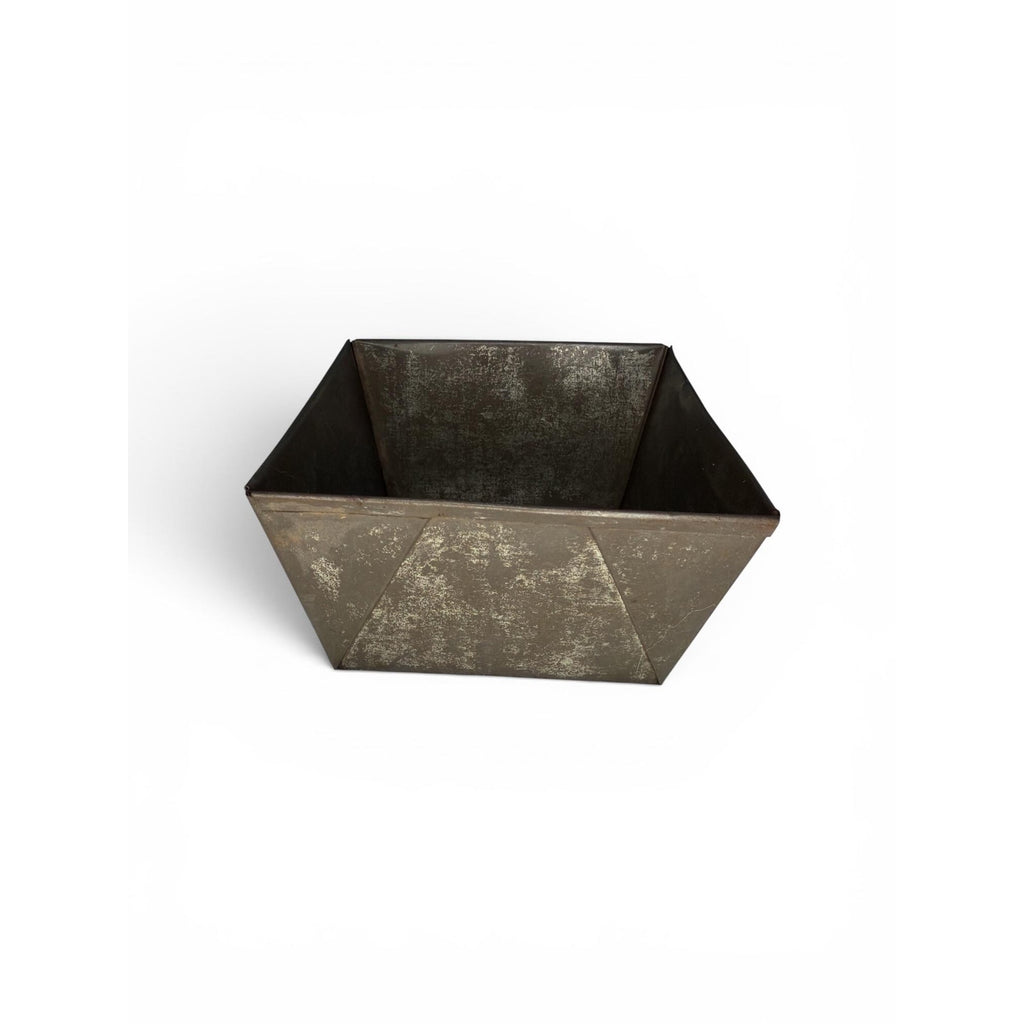 Primitive Metal Bin Vintage Folded Steel Container Rustic Farmhouse Storage