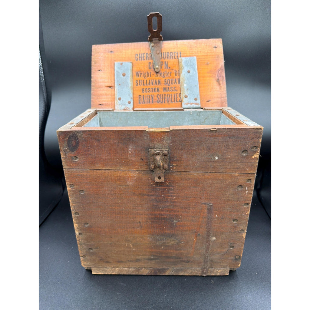 Antique Cherry Burrell Dairy Box AAFA Primitive Wooden Storage Box Farmhouse