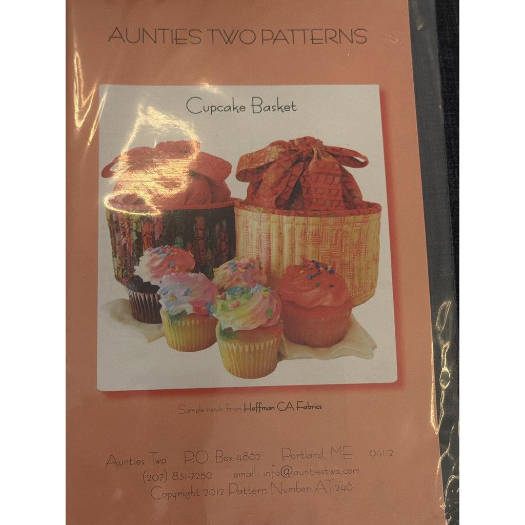 Aunties Two Cupcake Basket Pattern AT246 Fabric Basket Gift Sewing
