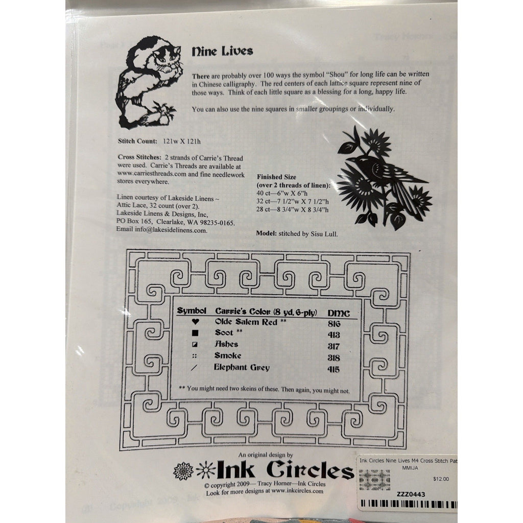 INK CIRCLES Nine Lives M4 Cross Stitch Pattern Booklet