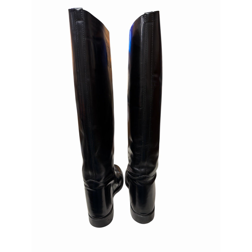 Vintage 1970s Womens Black Leather Riding Boots 9.5 C Tall Equestrian